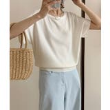 ライトベージュ | ボートネック半袖ニットトップス | aimoha