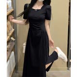 スクエアネックギャザーロングワンピース | aimoha  | 詳細画像2 