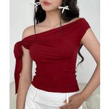 レッド | ワンショルダーショート丈Tシャツ Jasmine Grandiflorum | aimoha