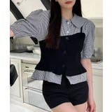 【Jasmine】レイヤードアシンメトリーチェックブラウス Jasmine Gr… | aimoha  | 詳細画像3 