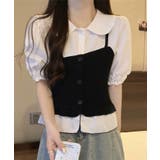 ホワイト | 【Jasmine】レイヤードアシンメトリーチェックブラウス Jasmine Gr… | aimoha 