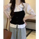 【Jasmine】レイヤードアシンメトリーチェックブラウス Jasmine Gr… | aimoha  | 詳細画像5 