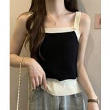 ブラック | 【Jasmine】バイカラーニットキャミソール Jasmine Grandifl… | aimoha 