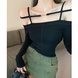オフショルダーストラップ長袖Tシャツ Jasmine Grandiflorum | aimoha | 詳細画像7