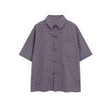 ネイビー | チャイナボタンチェックシャツ | aimoha men