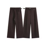モカ | 調節ベルト付きワイドタックスラックスパンツ ワイドパンツ | aimoha men