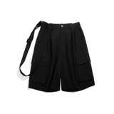 ブラック | サスペンダー付きカーゴハーフパンツ | HOOK