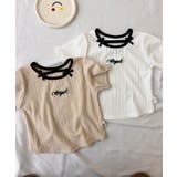 【aimoha-KIDS-】リボンネックリブTシャツ | aimoha kids | 詳細画像1