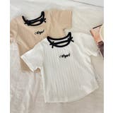 【aimoha-KIDS-】リボンネックリブTシャツ | aimoha kids | 詳細画像2