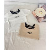 【aimoha-KIDS-】リボンネックリブTシャツ | aimoha kids | 詳細画像3