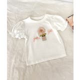 ホワイト | 【aimoha-KIDS-】キッズ フラワー刺繍Tシャツ | aimoha kids