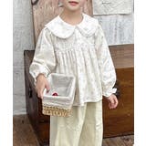 【aimoha-KIDS-】小花柄ビッグカラーブラウス | aimoha kids | 詳細画像4