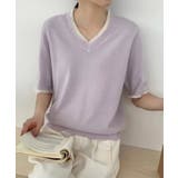 Vネック半袖ニットトップス | aimoha  | 詳細画像6 