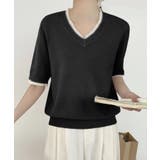 Vネック半袖ニットトップス | aimoha  | 詳細画像10 