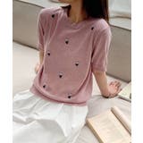 ハート刺繍入り半袖ニットトップス | aimoha  | 詳細画像13 