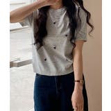 ハート刺繍入り半袖ニットトップス | aimoha  | 詳細画像15 