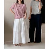 ハート刺繍入り半袖ニットトップス | aimoha  | 詳細画像4 