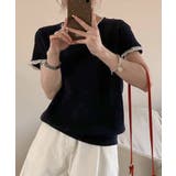 ラウンドネックシンプル半袖ニットトップス | aimoha | 詳細画像14