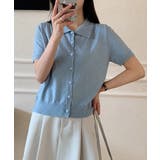 ポロ襟ボタン付き半袖ニットトップス | aimoha  | 詳細画像6 