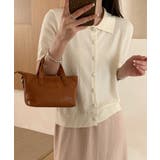 ポロ襟ボタン付き半袖ニットトップス | aimoha  | 詳細画像2 