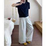 ポロ襟ボタン付き半袖ニットトップス | aimoha  | 詳細画像3 