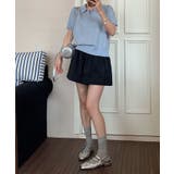 ファスナー付きポロ襟半袖ニットトップス | aimoha | 詳細画像3
