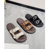 ブラウン | ダブルバックルサンダル | aimoha 