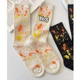 ホワイト | 【MOSOX】YESペイントスプラッシュデザインリブクルーソックス | aimoha 