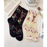 【MOSOX】リボン×ペイントスプラッシュリブクルーソックス | aimoha | 詳細画像2