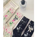 【MOSOX】リボン×ペイントスプラッシュリブクルーソックス | aimoha | 詳細画像4
