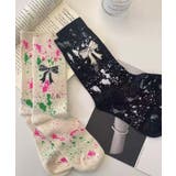 【MOSOX】リボン×ペイントスプラッシュリブクルーソックス | aimoha | 詳細画像5