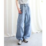 ライトブルー | 14色2WAYデザインジーンズデニム深めのウエストタックハイウエストデニムパンツ… | aimoha 