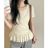 【Jasmine】レイヤード風裾フリルTシャツ Jasmine Grandifl… | aimoha  | 詳細画像1 