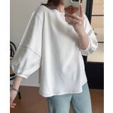 ホワイト | ステッチラインデザインTシャツ | aimoha 