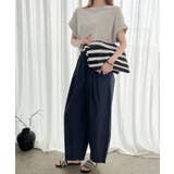 ネイビー | ハイウエストタックワイドパンツ | aimoha