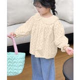 【aimoha-KIDS-】フリル襟ドット柄ブラウス | aimoha kids | 詳細画像1