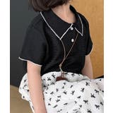 【aimoha-KIDS-】配色裾メロウ半袖ニットポロシャツ ブラウス | aimoha kids | 詳細画像10