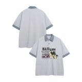 グレー | 【HOOK】ヴィンテージグラフィック切替ポロTシャツ | HOOK