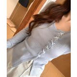 ブルー | レースアップニットプルオーバ チョーカー付き Jasmine | aimoha