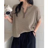 チョコ | 【aimoha】Yヘンリーネックボーダーリラックスプルオーバー | aimoha 