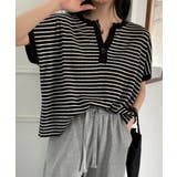 【aimoha】Yヘンリーネックボーダーリラックスプルオーバー | aimoha  | 詳細画像1 