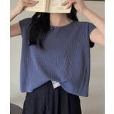 ブルー | 【aimoha】フロントリブデザインノースリーブトップス | aimoha 