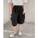 ブラック | 【aimoha-KIDS-】キッズ ワイドカーゴハーフパンツ | aimoha kids