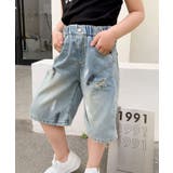 【aimoha-KIDS-】七分丈 ダメージデニムパンツ | aimoha kids | 詳細画像4