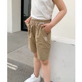ベージュ | 【aimoha-KIDS-】ロゴプリント キッズハーフパンツ | aimoha kids