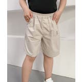 ライトベージュ | 【aimoha-KIDS-】ロゴプリント キッズハーフパンツ | aimoha kids