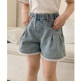 ブルー | 【aimoha-KIDS-】デニム キッズフレアショートパンツ | aimoha kids