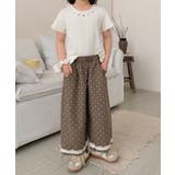 カーキ | 【aimoha-KIDS-】ドット柄 キッズガウチョパンツ | aimoha kids