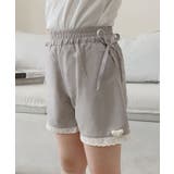 グレー | 【aimoha-KIDS-】リボン&レース&ハート付きショートパンツ | aimoha kids