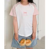 ピンク | 【aimoha-KIDS-】リボン付き ラグランキッズTシャツ | aimoha kids